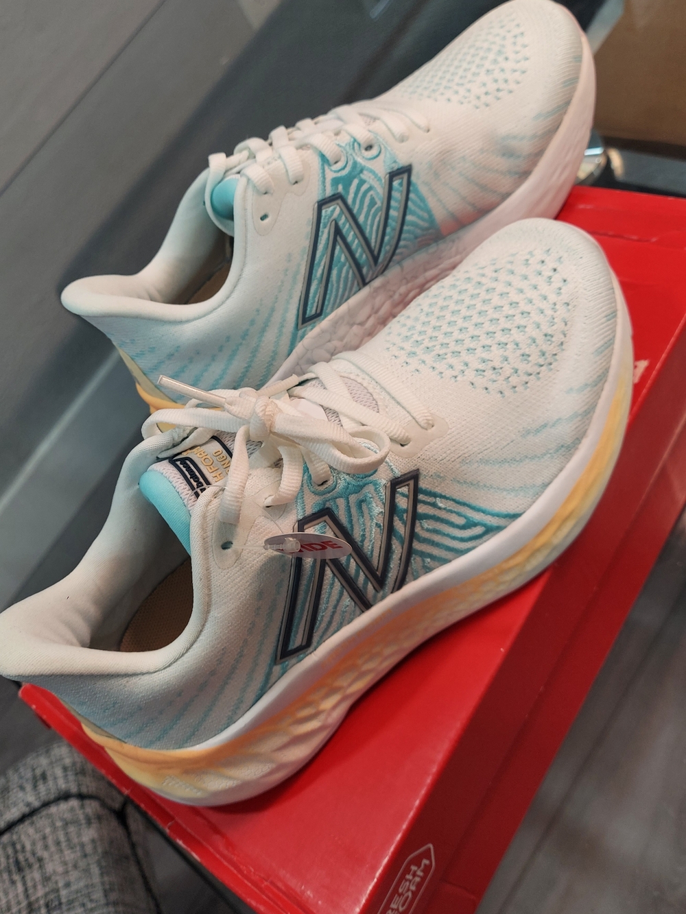 New Balance Women’s White & Light Blue Athletic Running Shoes